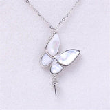 14k Coated Butterfly Mother-of-pearl Necklace Pendant DIY Accessories