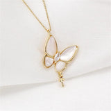 14k Coated Butterfly Mother-of-pearl Necklace Pendant DIY Accessories