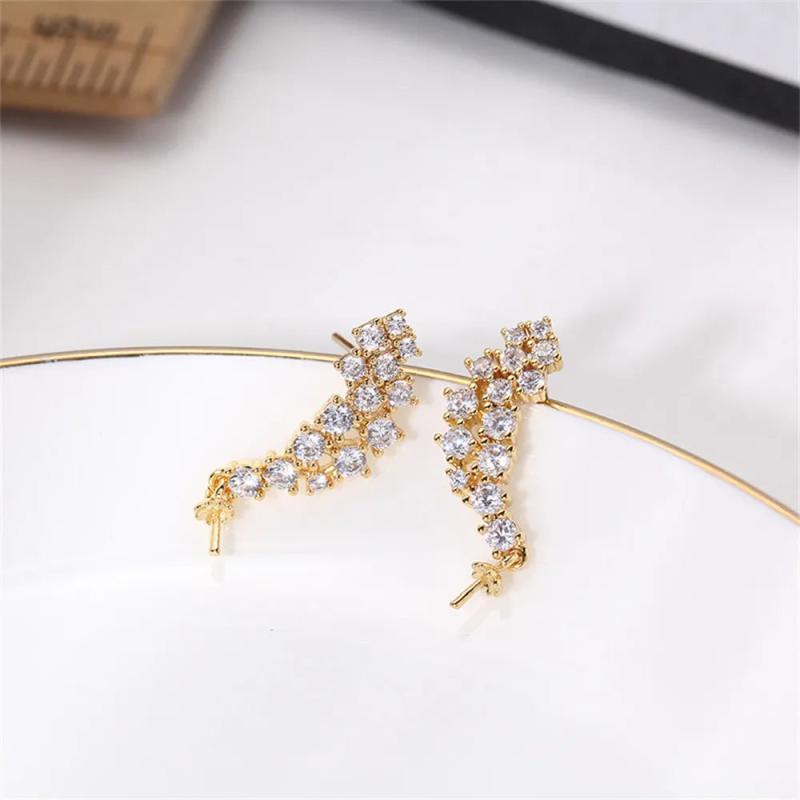 14k Plated Zircon Pearl Earrings DIY Accessories