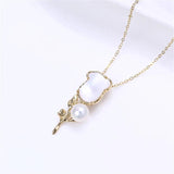 14k Plated Roses & Shells Freshwater Pearls Pendants DIY Accessories
