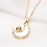14k Plating Color-preserving Moon Shell Pearl Necklace Pendant