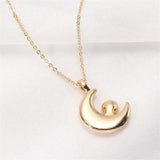 14k Plating Color-preserving Moon Shell Pearl Necklace Pendant
