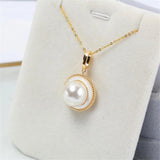 14k Circle Shell Pearl Necklace Pendant DIY Accessory