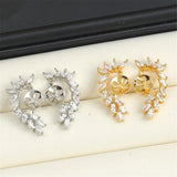 14K Copper Wrapped Flower Earrings Hollow Zircon Pearl DIY Accessories