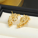 14K Copper Wrapped Flower Earrings Hollow Zircon Pearl DIY Accessories