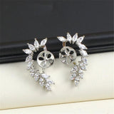 14K Copper Wrapped Flower Earrings Hollow Zircon Pearl DIY Accessories