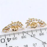 14K Copper Wrapped Flower Earrings Hollow Zircon Pearl DIY Accessories
