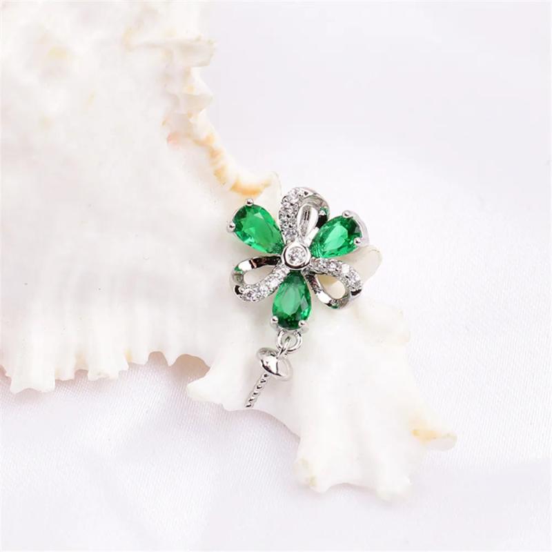 Green Zirconium Flower Pendant Necklace, DIY Accessories