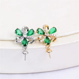 Green Zirconium Flower Pendant Necklace, DIY Accessories