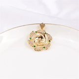 Women's 14k Plated Flower Pendant Necklace with Zircon Pearl Inlay