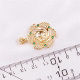 Women's 14k Plated Flower Pendant Necklace with Zircon Pearl Inlay
