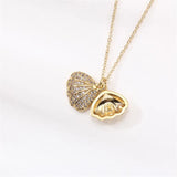 14k Plated Shell Pearl Zircon Necklace Pendant DIY Accessories