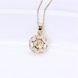 Zircon Flower Necklace, Minimalist Copper Pendant
