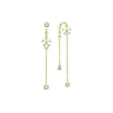 Long Line Asymmetry Flowers Drop Earrings with Cubic Zircon
