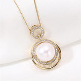 14k Plated Zircon Pearl Necklace Pendant DIY for Women
