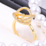 DIY Pearl Accessories Tray Copper Plated 18K Bird's Nest Zircon Jade Ring