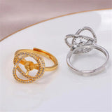 DIY Pearl Accessories Tray Copper Plated 18K Bird's Nest Zircon Jade Ring
