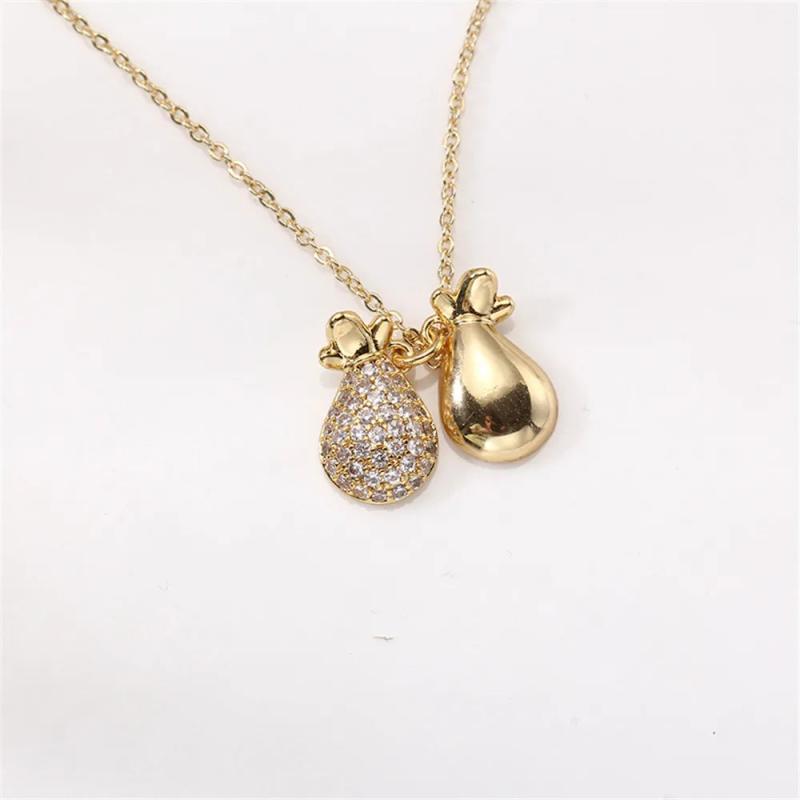 14k Plating Money Bag Pearl Necklace Pendant DIY Fashion Accessory