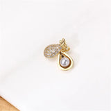 14k Plating Money Bag Pearl Necklace Pendant DIY Fashion Accessory