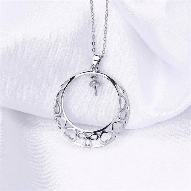 14k Love Hollow Circle Pearl Necklace Pendant DIY Accessories