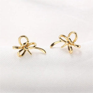 Bow Pearl Stud Earrings S925 Sterling Silver Needle 14k Plating DIY Accessories