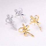 Bow Pearl Stud Earrings S925 Sterling Silver Needle 14k Plating DIY Accessories