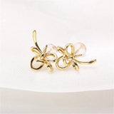 Bow Pearl Stud Earrings S925 Sterling Silver Needle 14k Plating DIY Accessories