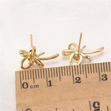Bow Pearl Stud Earrings S925 Sterling Silver Needle 14k Plating DIY Accessories
