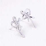 Bow Pearl Stud Earrings S925 Sterling Silver Needle 14k Plating DIY Accessories