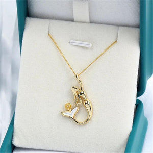 14k Mermaid Shell Pearl Necklace Pendant, DIY Accessories, Female