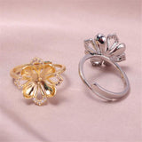 Copper-plated Gold Pearl Ring, Adjustable DIY Feminine Accessory