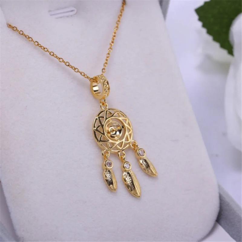 Copper Plated 18K Dream Trap Tassel Pearl Pendant