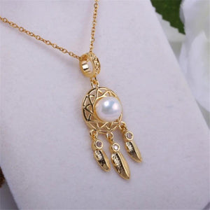Copper Plated 18K Dream Trap Tassel Pearl Pendant