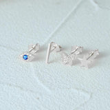 925 Sterling Silver Evil Eye Star Butterfly Piercing Stud Earring Set