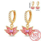 Rose Accessories 925 Sterling Silver Pink Butterfly Earrings