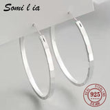 Somilia Women's Big Hoop Earrings 18k Golden Plated 925 Sterling Silver
