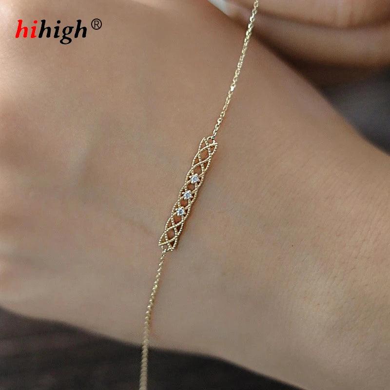 S925 Sterling Silver K Bracelet Court Style Women & Girls