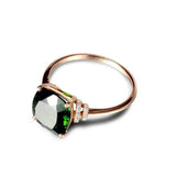 14K Rose Natural Grandmother Green Emerald Ring Women Anillos