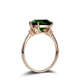 14K Rose Natural Grandmother Green Emerald Ring Women Anillos
