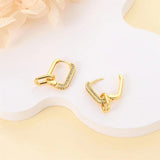 Minimal 925 Sterling Silver Square K-gold Stone Earrings
