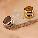 Double Layer Silver Stainless Steel Ring Wedding Party Jewelry For Women