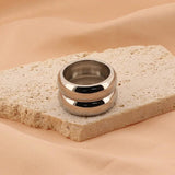Double Layer Silver Stainless Steel Ring Wedding Party Jewelry For Women