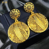 Indian 24k Round Pendant Necklace Earrings Ring Sets Lady Dubai Arab