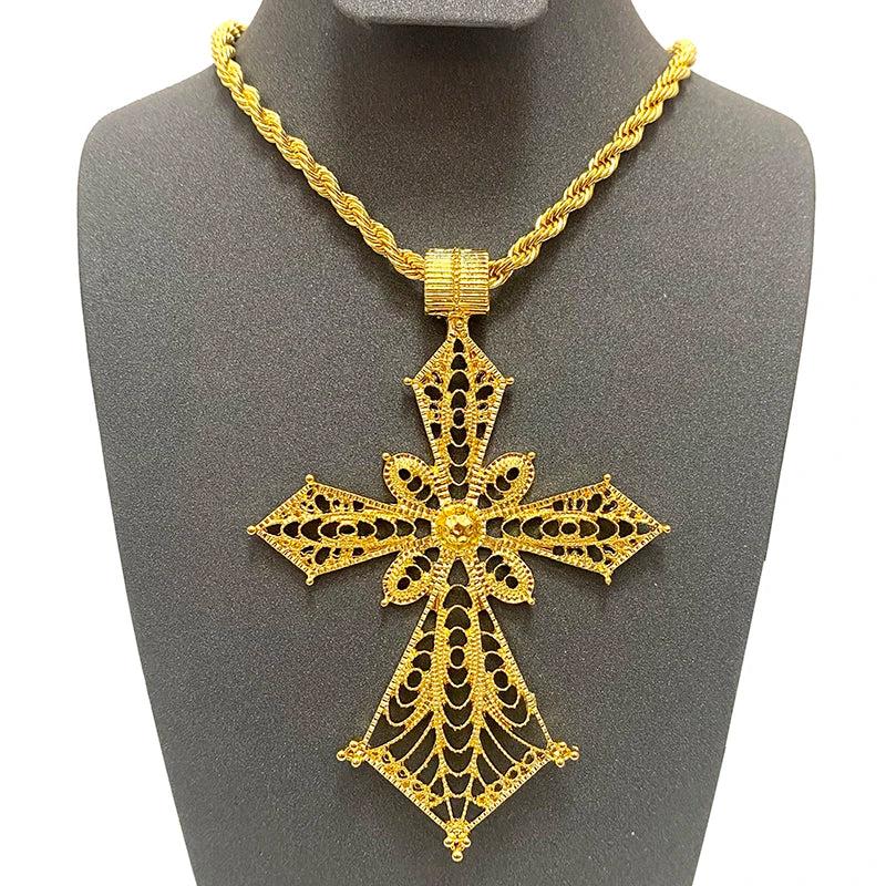 Ethiopian Cross Pendant with Twisted Chain African Wedding Party Jewelry