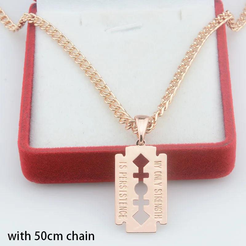 FJ 585 Rose Square Letter Pendant Chains Jewelry