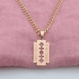 FJ 585 Rose Square Letter Pendant Chains Jewelry