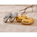 Stainless Steel CZ Huggie Earrings High Zirconia Silver Jewelry