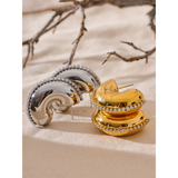 Stainless Steel CZ Huggie Earrings High Zirconia Silver Jewelry