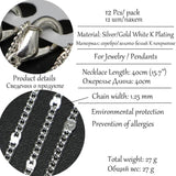 12Pcs 40-60cm K Lobster Claw Clasp Necklace Chains DIY Jewelry Bulk Accessories