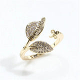 Leaf Pearl Zirconia Ring DIY Accessory